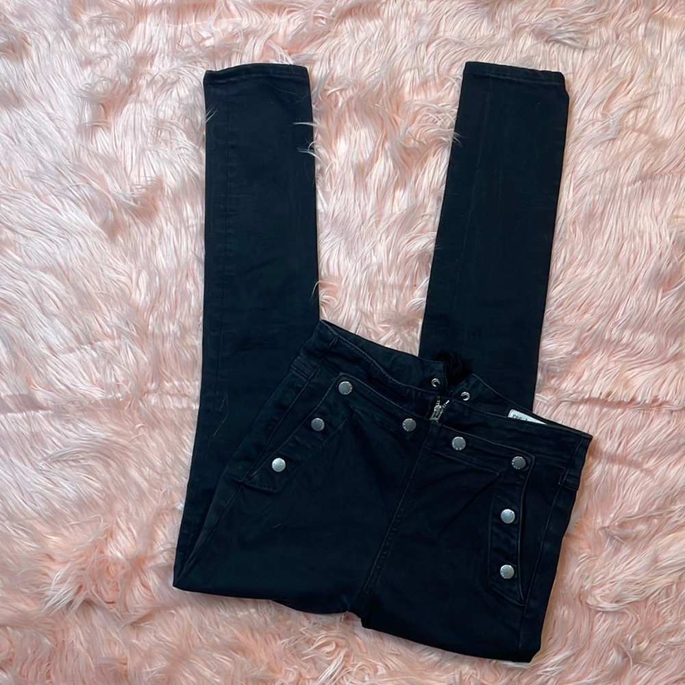 Rag & Bone Penton Black Stretchy Jean Front Snap Button Size 25‎